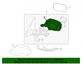 Left mirror housing for BMW X3 F25 15-17 under BSM, Shadow-Line
