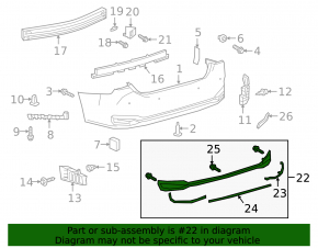 Rear bumper cover for Lexus ES 19-24