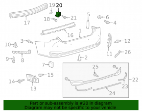 Rear Bumper Absorber Right Lexus ES250 ES300h ES350 19-