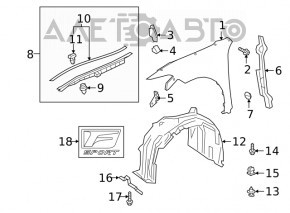 Front right wing Lexus ES 19-26 red 3R1
