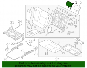 Mitsubishi Outlander 2014-20 rear center headrest, black cloth