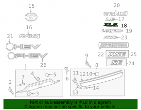 Emblem inscription "XLE" trunk door Toyota Rav4 19-