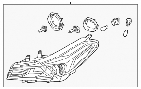 Headlight front right bare Kia Forte 4d 17-18 rest halogen