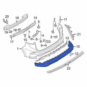 Rear bumper lip Ford Edge 19 - without parking sensors, without towing hook and towbar