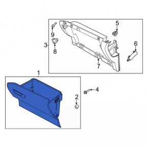 Glove box, glove compartment Ford Escape MK4 20- black, scratch