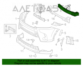 Front Bumper Reinforcement Toyota Highlander 14-19