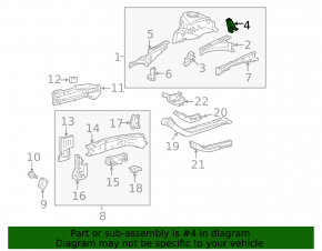 Left wing apron inner panel bracket for Toyota Prius 30 10-15