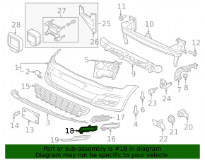 Bumper grille left VW Golf 15-17 under fog lights