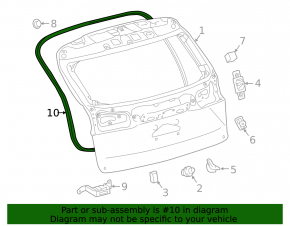 Lexus NX200t NX300 NX300h 15-21 trunk door rubber seal