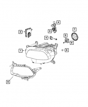 Frame of the main headlight right Jeep Cherokee KL 14-18 Trailhawk prerest