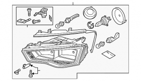 Headlight front right bare Audi A4 B8 13-16 rest halogen