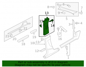 Center pillar trim upper belt left Audi Q3 8U 15-18 gray