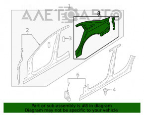 Quarter wing rear left Audi A4 B9 17-25 on the body, blue, made, pokes