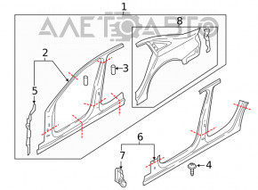 Quarter wing rear left Audi A4 B9 17- white, butt