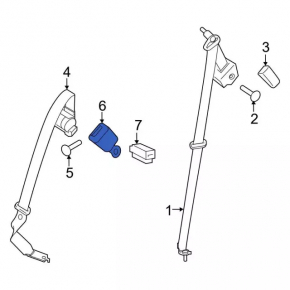 Rear seat belt latch, 2nd row, left, Ford Edge 15-24, black