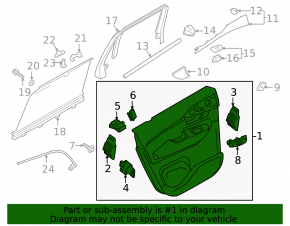 Door trim card rear left Volvo XC90 16-22 leather gray, under curtain