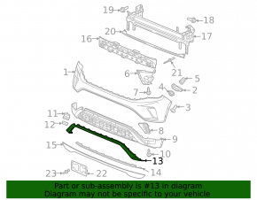 VW Atlas 21-23 front bumper molding, chrome and silver