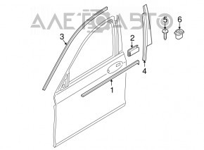 Molding door-glass central front right BMW 5 G30 17-23 chrome, scratches
