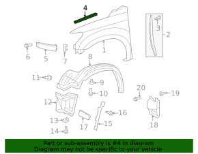 Left hood-fender seal for Toyota Sequoia 2016