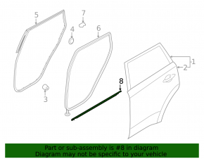 Molding door-glass central rear left Kia Niro 17-22 mat