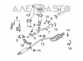 Ford Flex 09-12 Exhaust System Resonator Crumpled