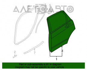 Bare rear left door Ford Focus USA 2011 silver bumper