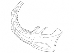 Front bumper, bare, Mercedes W212 10-16 avantgarde, with parking sensors and washers, without molding