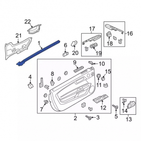 Glass seal front right Ford Mustang mk6 15-23
