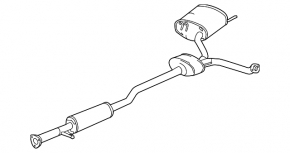 Exhaust line middle part with barrel right Acura TLX 15-17