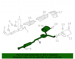Exhaust line middle part with barrel right Acura TLX 15-17