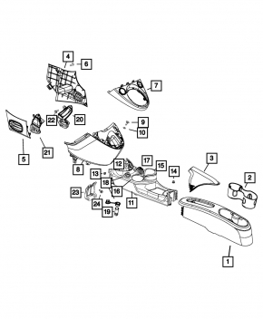 Central rear console Fiat 500 12-19 black