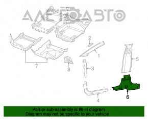 Chrysler 200 15-17 black lower left center pillar trim