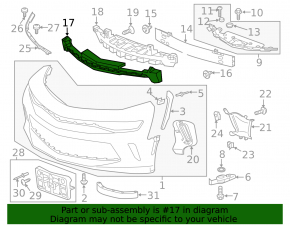 Chevrolet Camaro 16 Front Bumper Absorber - Front, Broken Edge