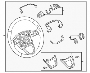 Bare steering wheel Audi Q7 16-19 gray leather, without buttons and paddles, bumps, scratches, crack