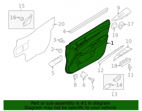 Subaru Outback 10-14 front right door panel