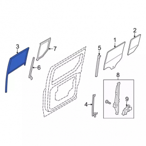 Rear left window seal for Ford Transit Connect MK2 13-23