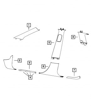 Center pillar trim upper belt right Jeep Grand Cherokee WK2 11-21 beige