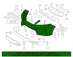 Bare front bumper Lexus RX350 RX450h 13-15 F-Sport, for parking sensors, for headlight washers