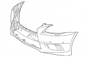 Bare front bumper for Lexus LS 13-17, for parking sensors, for headlight washers