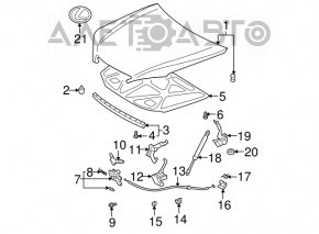 Right hood hinge for Lexus ES300 ES330