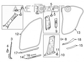 Front pillar trim upper left Lexus IS 14-20 black