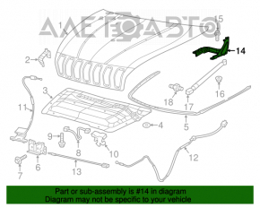 Hood hinge left Jeep Cherokee KL 14-18