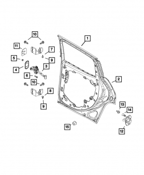 Door hinge lower rear left Jeep Renegade 15-23