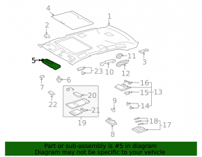 Left visor Lexus LS460 LS600h 07-12 gray, without hook