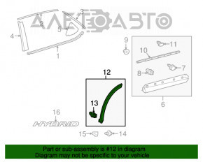 Door arch trim lower rear left Lexus RX350 RX450h 16-22
