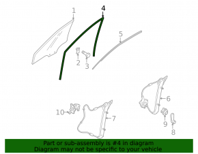 Front left glass seal for Mazda3 03-09