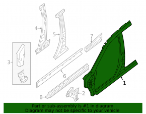 Left center pillar for Nissan Pathfinder 13-20