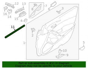 Inner door glass seal, front left, Mazda 6 14-17