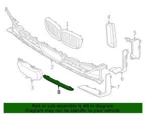 BMW X5 G05 24-26 chrome front bumper grille molding, center right
