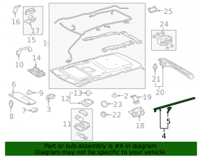 Door seal rear left Toyota Sienna 11-20 upper